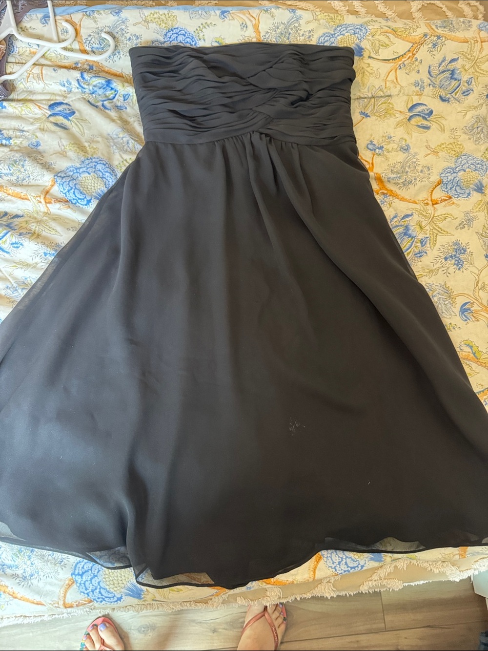 White House Black Market Strapless Black Chiffon Cocktail Dress